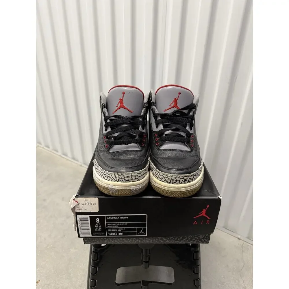 Nike Air Jordan 3 Cement Black Varsity 2011 Size 8 Men's - 136064-010